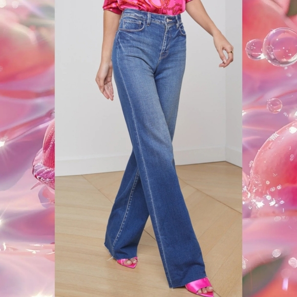 ⭐NWT⭐L'Agence Scottie Wide Leg Jeans Blue 28" waist USA made - Picture 3 of 11